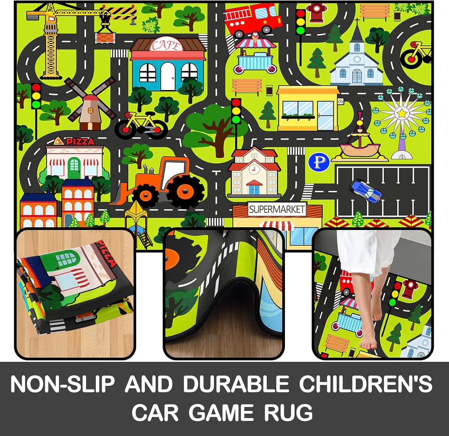 Kids Carpet Playmat Rug 3'x5' Kids Car Rugs Play Mat Educational Play Rugs, 2.5x4 Feet ABC Preschool Rug for Children Toddler Bedroom Nursery Kindergarten Decor
