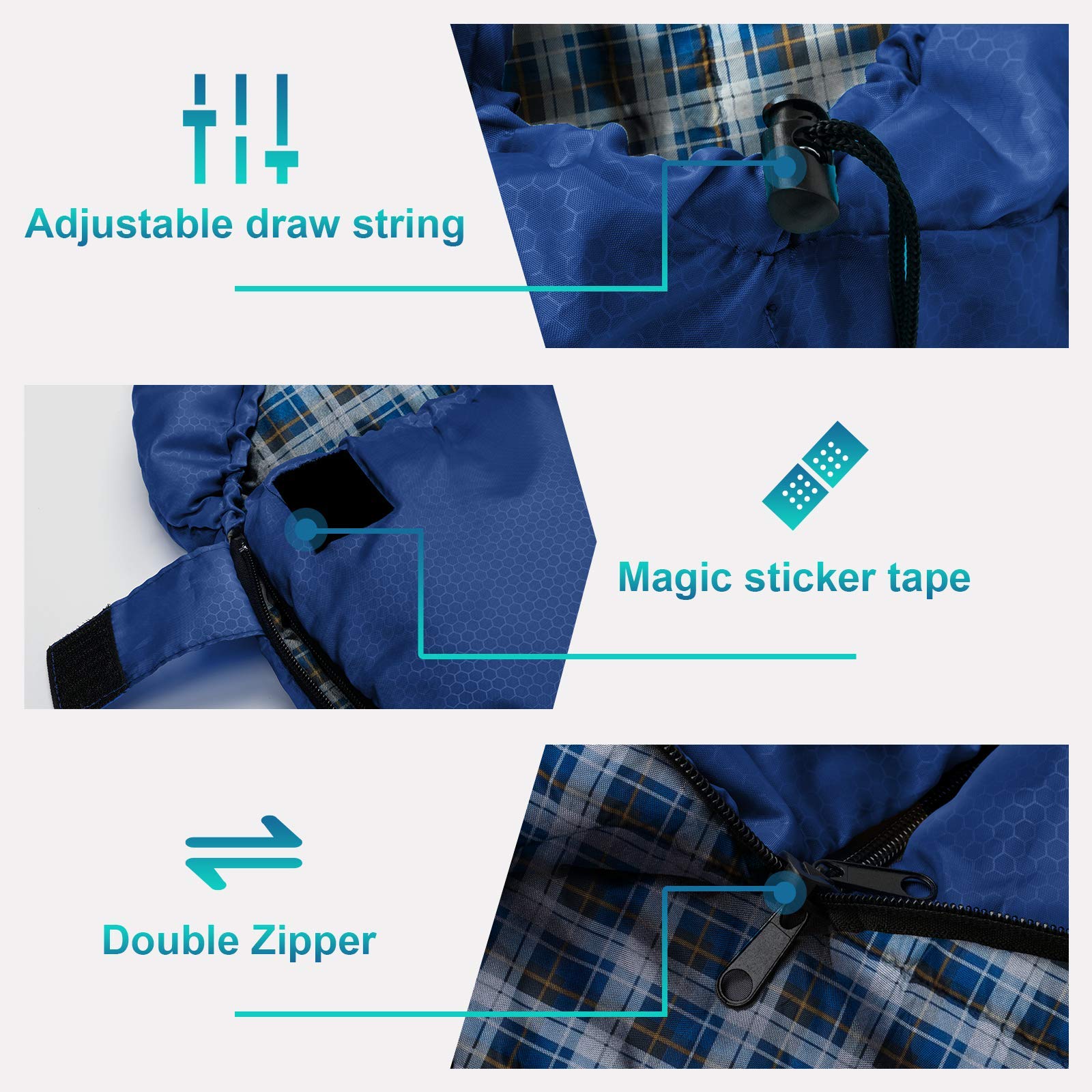 Forceatt Schlafsack 3~4 Jahreszeiten, -5°C Flanell und 20°C Polyester Schlafsack für Erwachsene, wasserdichte Schlafsack Winter Warm Perfekt für Camping, Indoor, Outdoor und Kaltes Wetter.