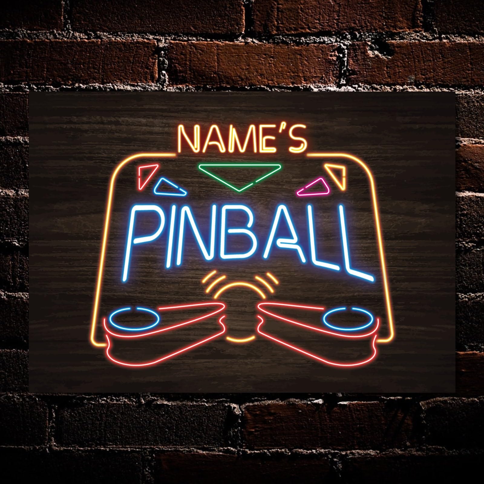 My Pixel Print Metal Personalised Pinball Sign, Neon Style Wall Decor Wall Gift Plaque