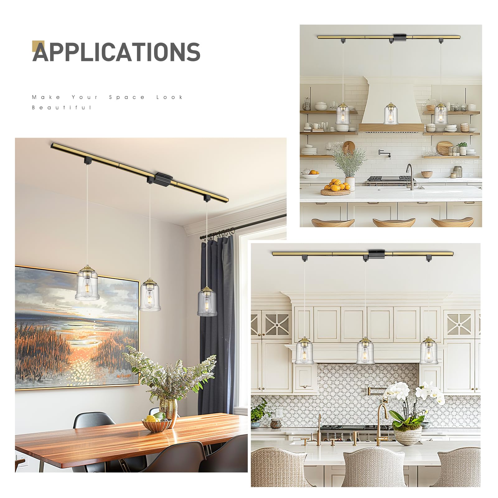 zeyu H Type Track Lighting Pendant, Vintage 1-Light Ceiling Track