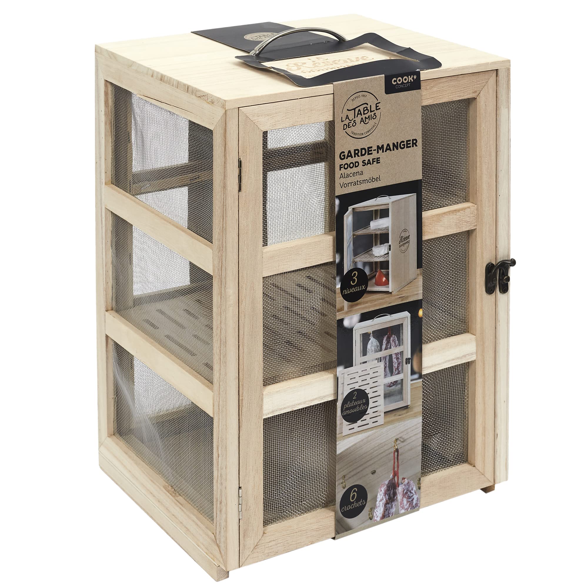 COOK CONCEPT Garde Manger 28 x 24 x 39 cm Cucina Conservazione Altro Accessorio, Paulownia, Legno, Acciaio, 28,2 x 24 x 39