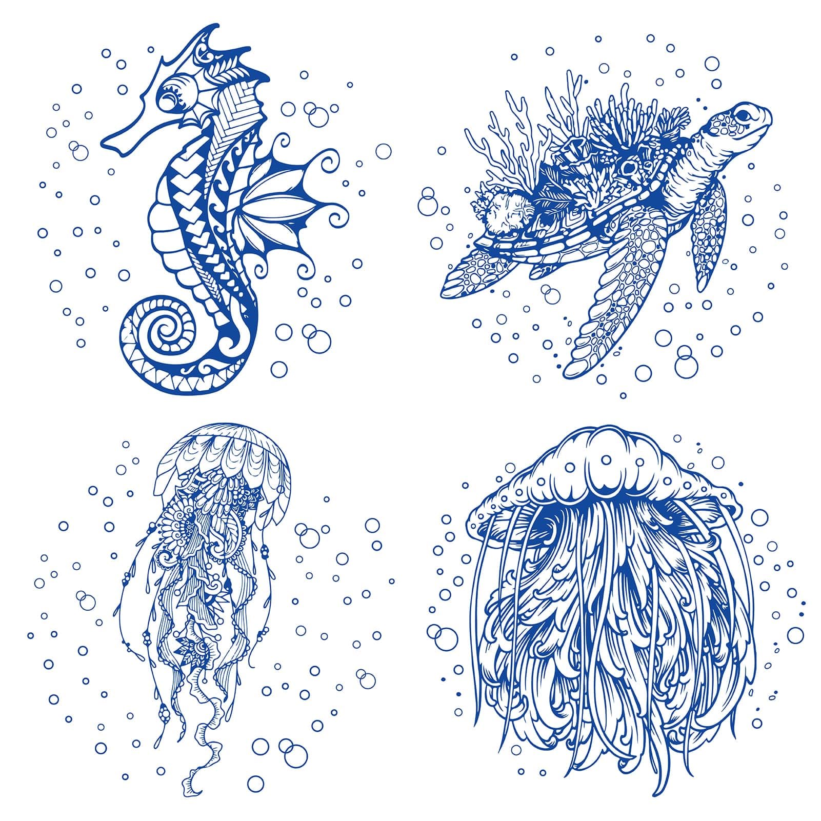 GORGECRAFT Adesivi Vetro Animali Marini - 4 Pezzi Tartaruga, Balena, Cavalluccio, Medusa | Pellicola Antiuccelli Per Finestre - Foto 3