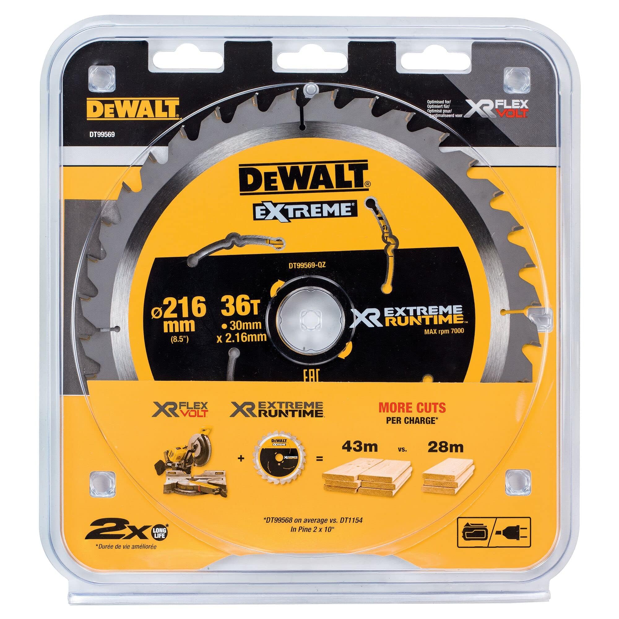 Image secondaire de Lame de Scie Circulaire DeWalt XR 216 mm - Performance Optimale