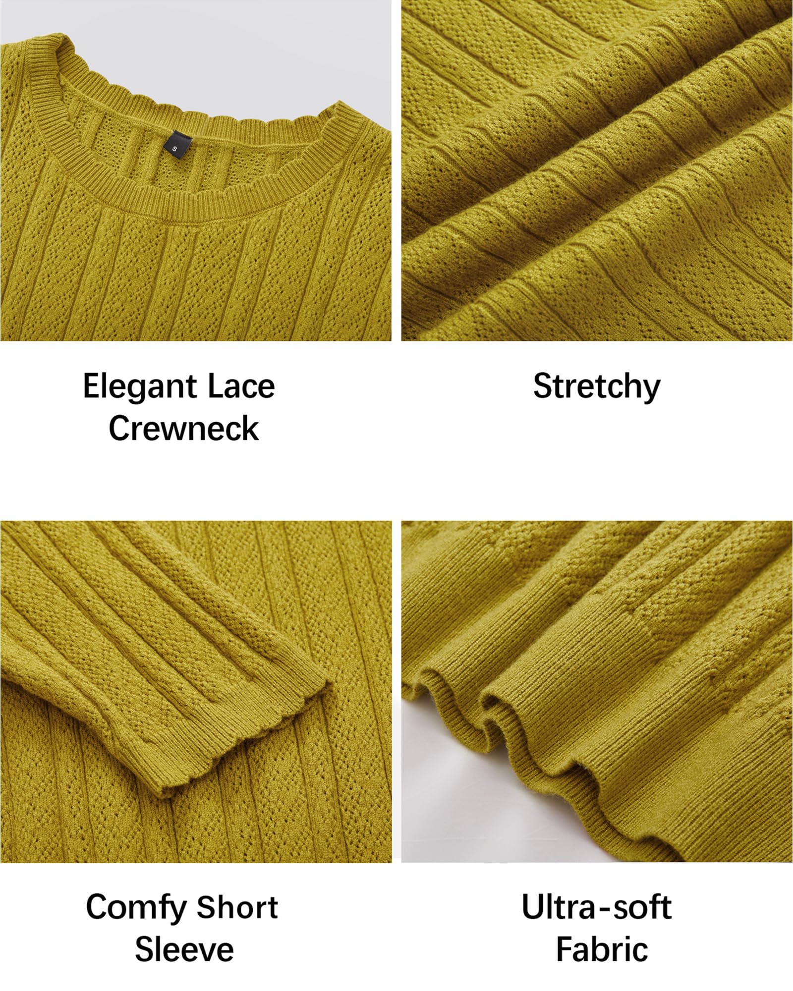 Arach&Cloz Pull à Manches Courtes pour Femme, été, Automne, Hiver, Chemise tricotée, décontracté, col Rond