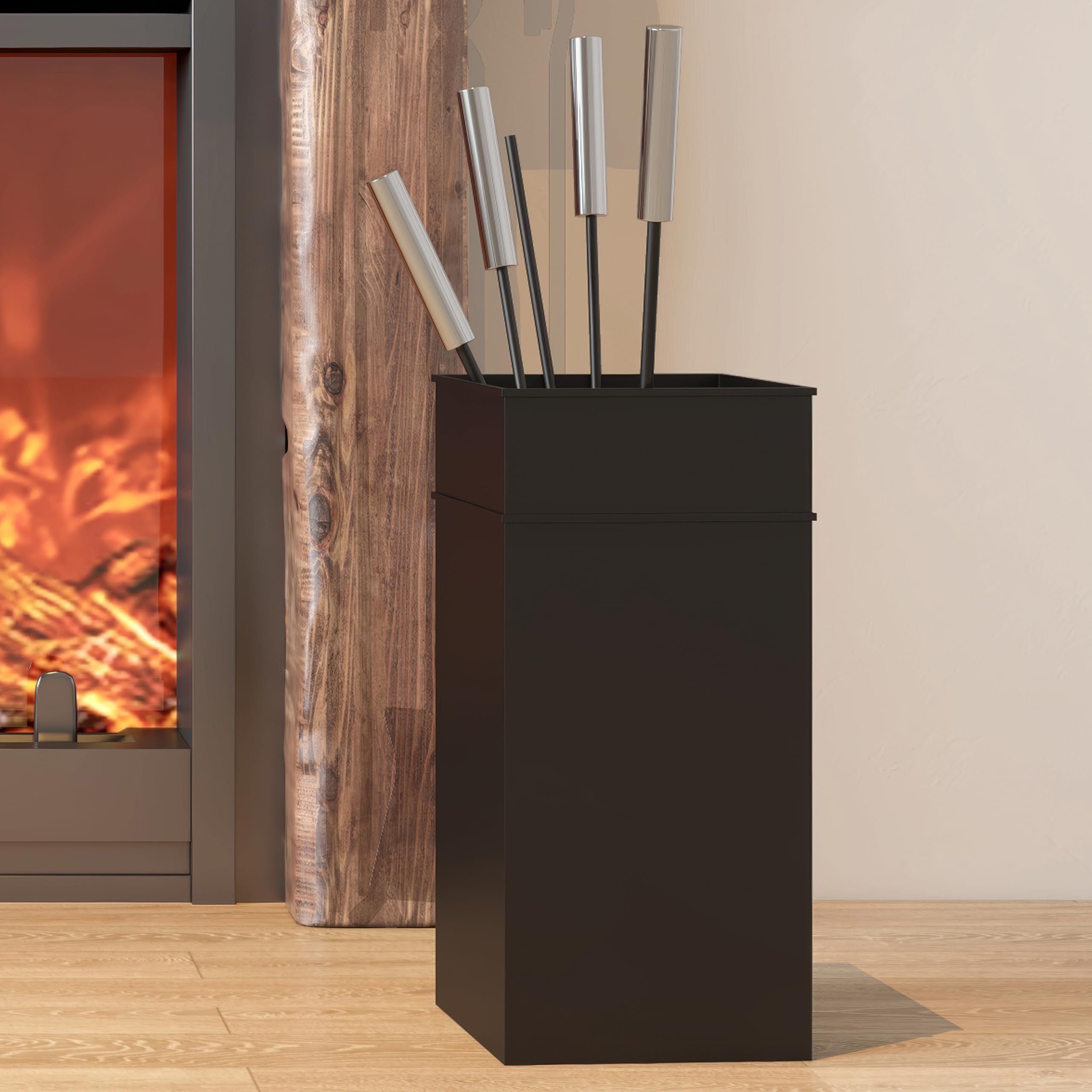 Juego de elegantes herramientas para chimenea de Kingsons Incluye cepillo, pala, atizador y pinzas con mangos de acero inoxidable Diseño elegante para quemadores de leña y chimeneas Set de accesorios