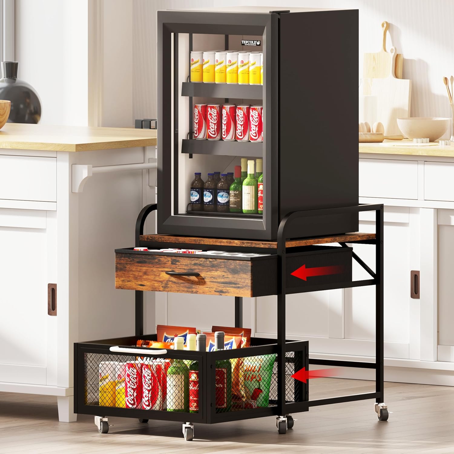 Mini Fridge Stand with Storage, Small Refrigerator Stand with Rolling Cabinet, 220 lbs Heavy Duty mini Fridge Table for Dorm, Apartment,Office, Bedroom (Brown) Mini Fridge Stand with Storage, Small Refrigerator Stand with Rolling Cabinet, 220 lbs Heavy Duty mini Fridge Table for Dorm, Apartment,Office, Bedroom (Brown)