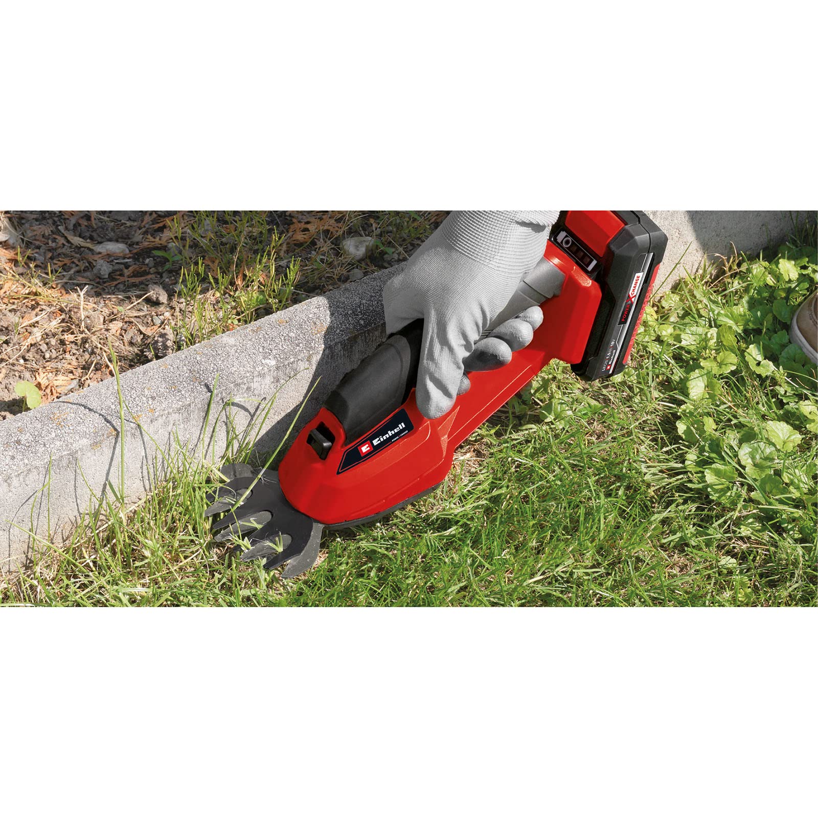 Einhell GC-AGS 18 Li Solo Cisaille à gazon sans fil (lithium-ion, 18 V, Power X-change, poignée souple, batterie et chargeur non inclus)