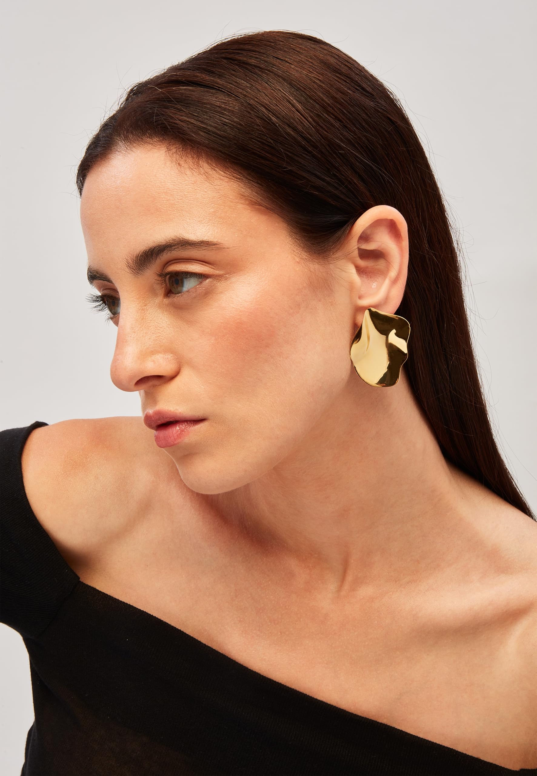 Breil, Collezione Poetic, Orecchini Donna in Acciaio Lucido dalla Forma Liquida e Sinuosa, Chiusura a Farfalla, Idea Regalo Donna