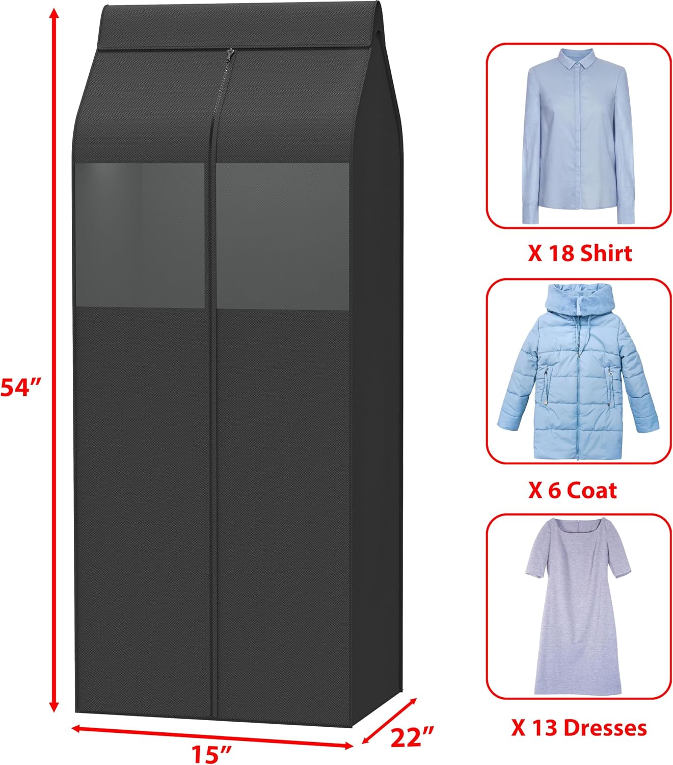 Simple Houseware 15"W x 54"H Garment Cover with Bottom Seal & Clear Window
