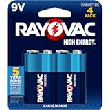High Energy 9V Batteries (4 Pack), Alkaline 9 Volt Batteries