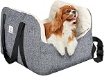 Pawaboo Small Dog Car Seat -Extra Soft- Dog Bed Car Seat for Small Dogs, Puppy Seat for Car with Fixed Buckle and Safety Leash, Thickened Dog Bed Car Seat, Pet Travel Carrier Bed Up to 25lbs