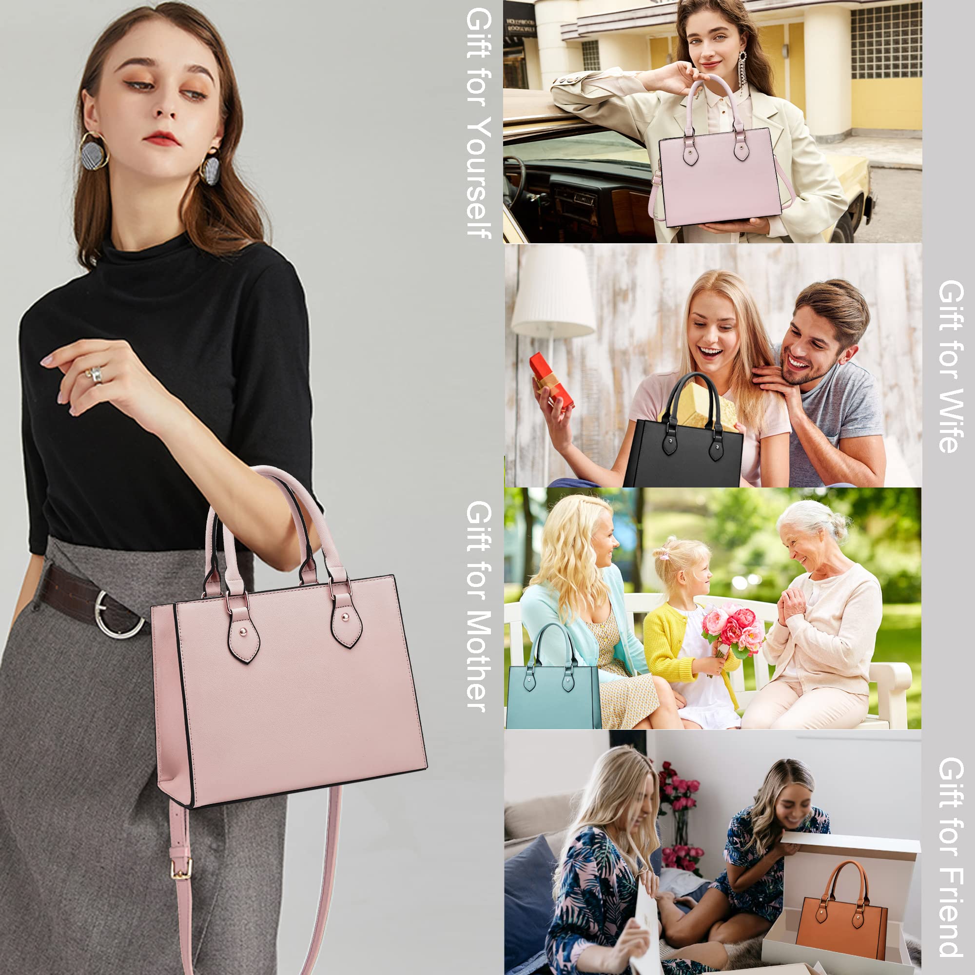 CHICAROUSAL Crossbody Purses and Handbags for Women PU Leather Tote Top Handle Satchel Shoulder Bags: Light Pink