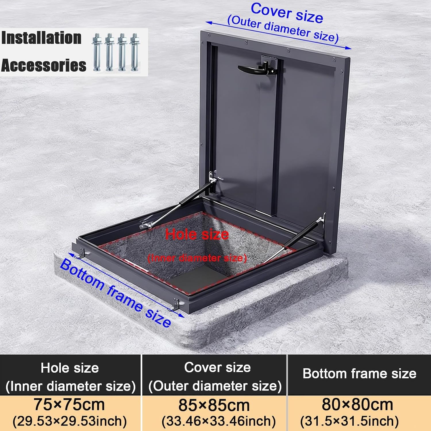 HeavyDuty Roof Access Hatch with Hydraulic Support Weatherproof Attic Access Door for Residential Commercial & Industrial Use Durable Ceiling Manhole Cover Panel
