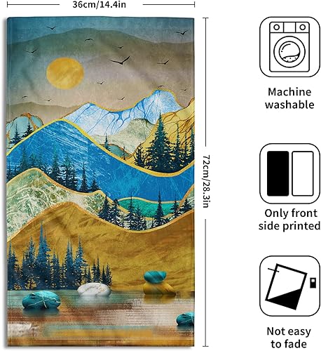 Vista 402 de Giwawa Juego de 2 toallas de mano de hojas marrones, toallas de baño bohemias suaves y delgadas, altamente absorbentes, decorativas, para cocina