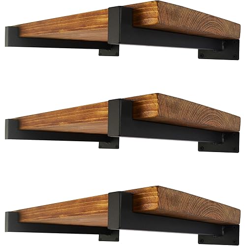 6 Pcs Floating Shelf Brackets 6 Inch Heavy Duty Wall Mounted Industrial Metal Shelving Supports with Lip