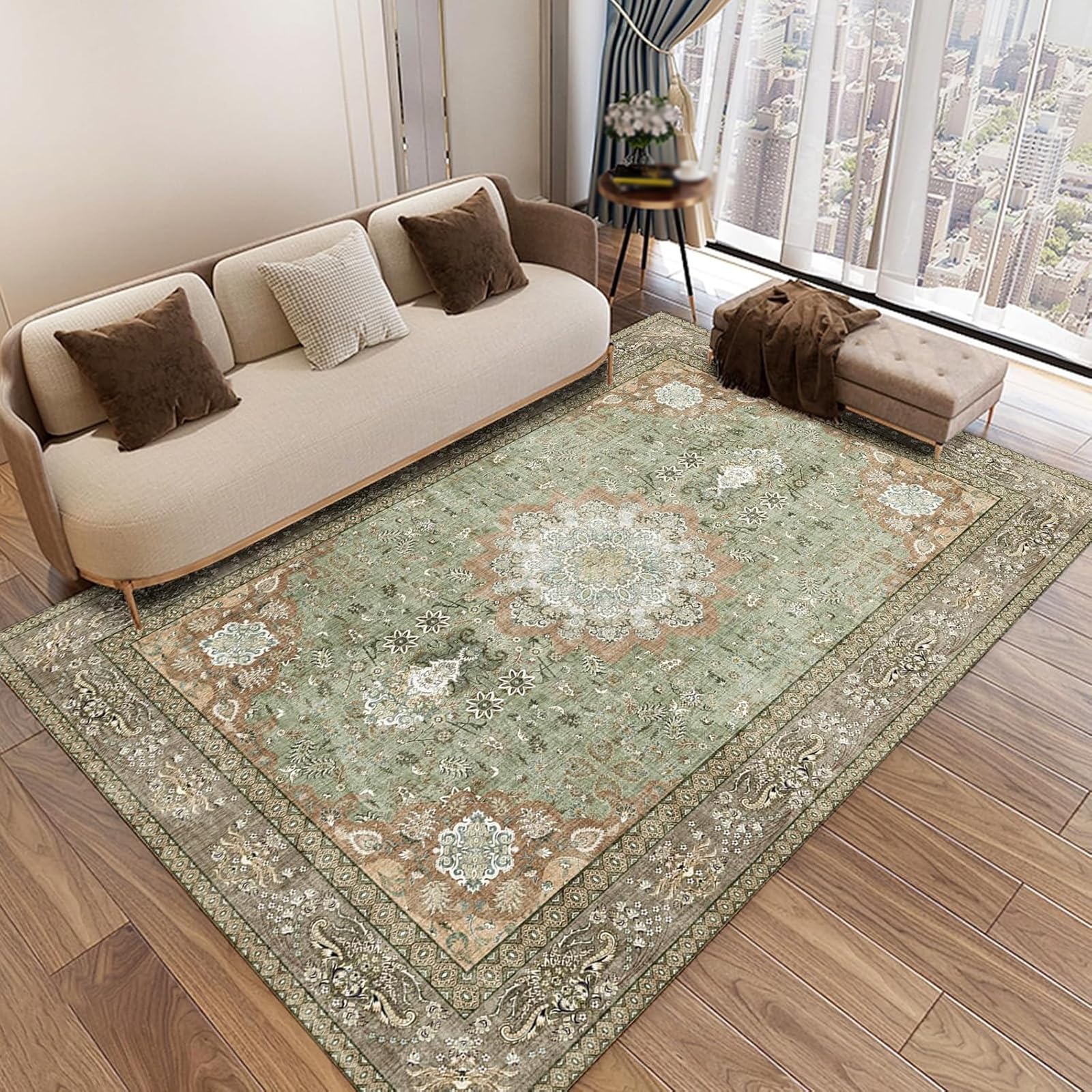 Tapis vintage lavable pour éliminer les taches en cuisine et salon