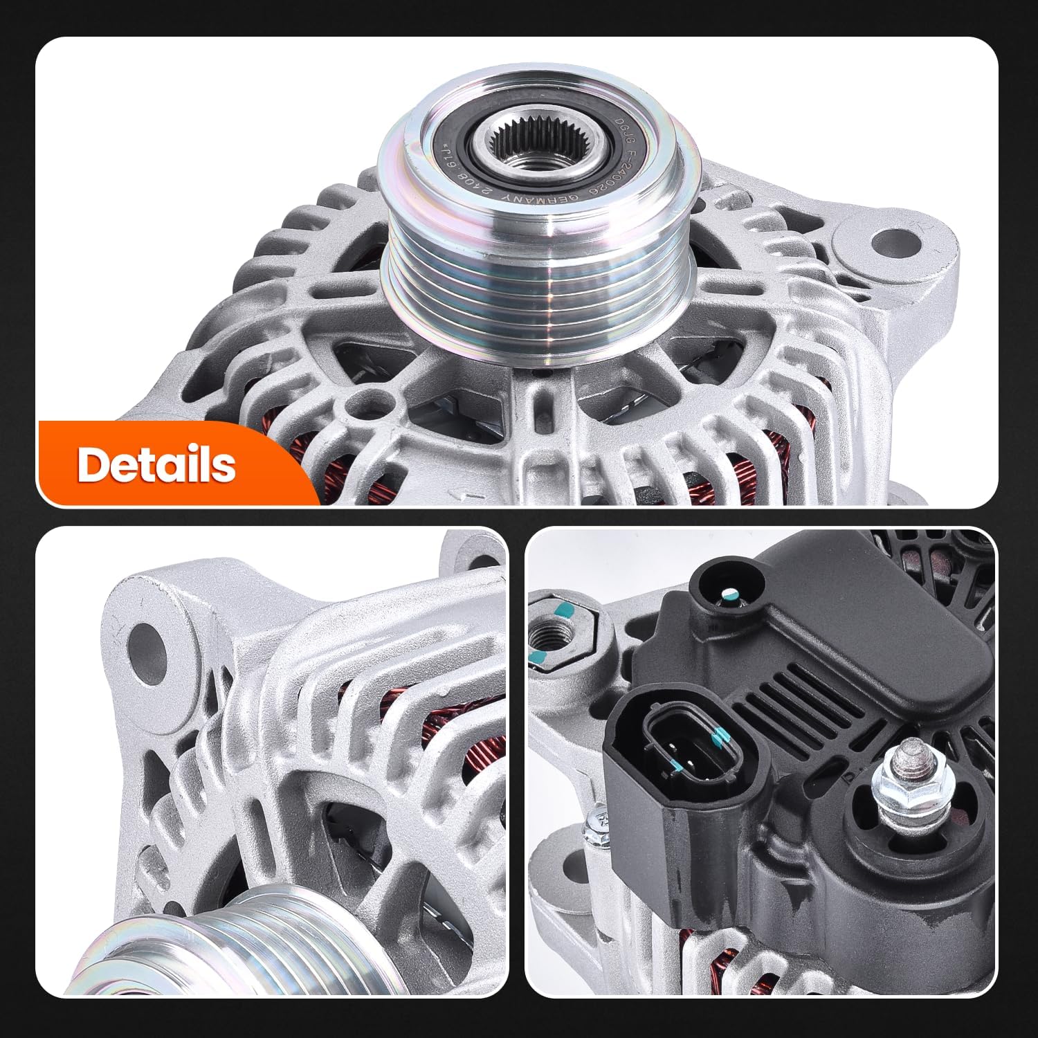 37300-2G600 Alternator Compatible with Hyundai Sonata 2011-2014 2.0L, Santa Fe 2010-2012 2.4L, for Kia Optima 2012-2013 2.0L, Sorento 2011-2012 2.4L, 12V 110A 6-Groove Pulley, TG11C089 11493N
