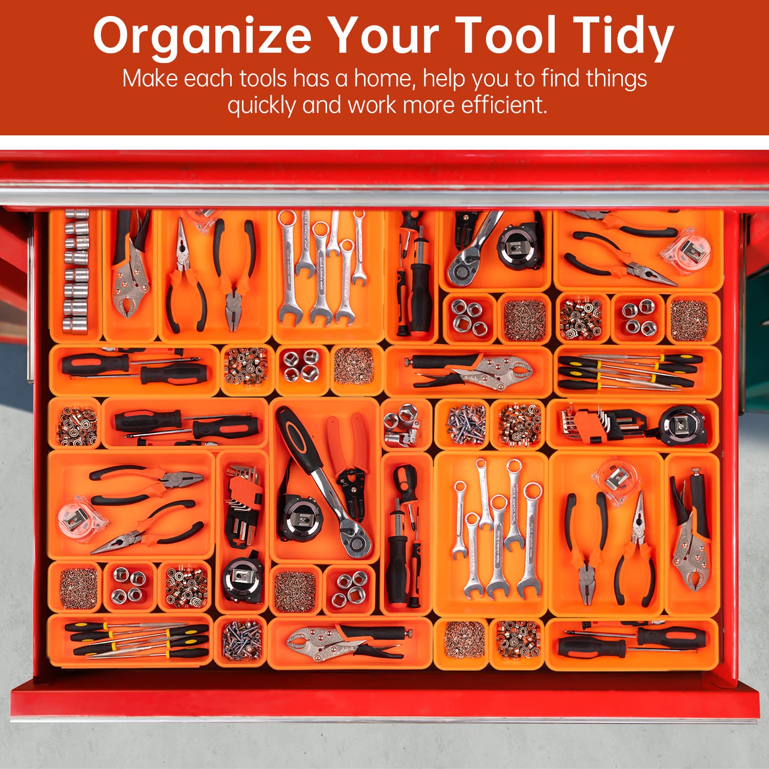 45 Pcs Tool Box Drawer Organizer for Screws Hardware Workbench Tool Boxes Storage Tray Organizer Plastic Drawers for Tool Trolley Garage - Image 3