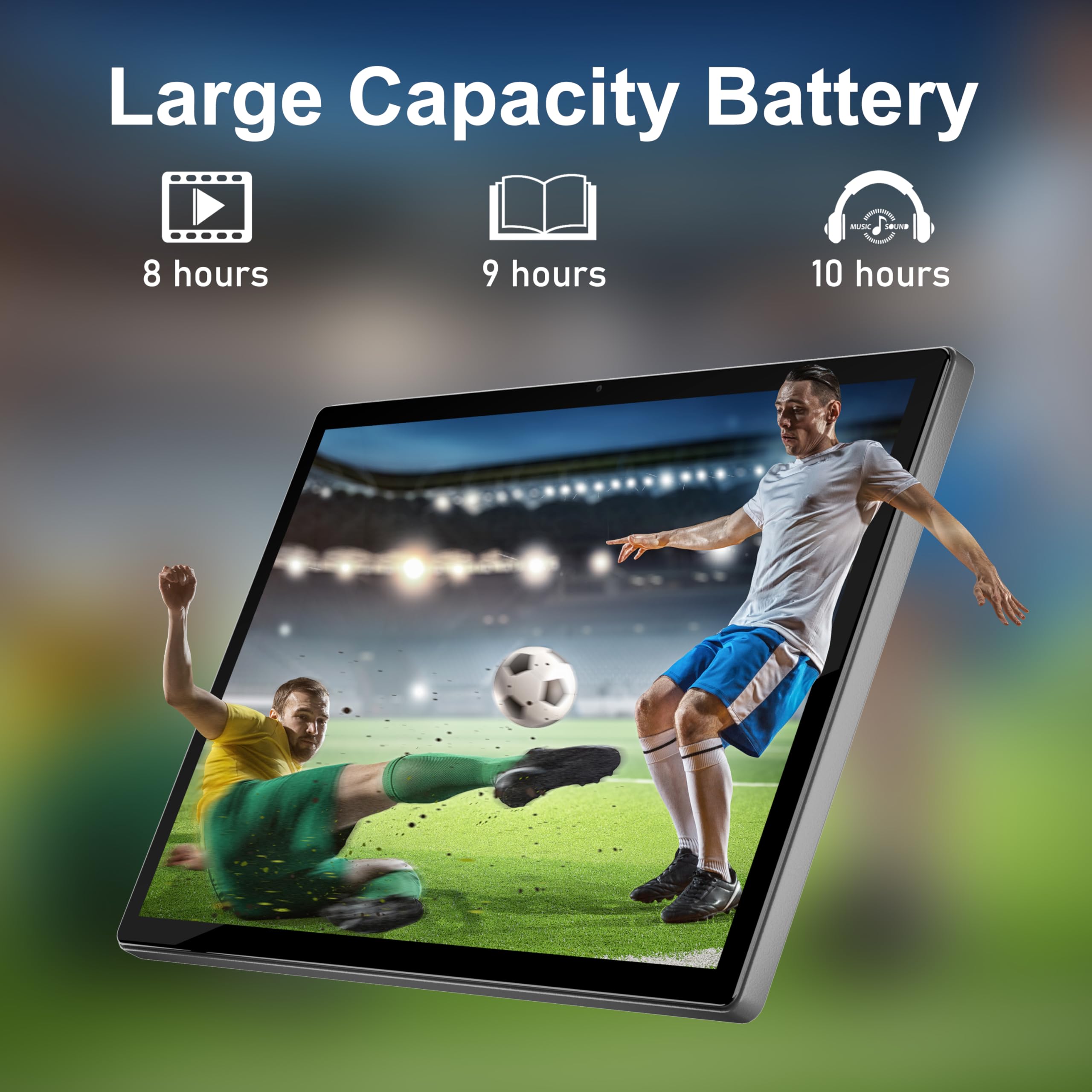Android Tablet, 10-Zoll-Tablets mit Schutzhülle, Quad-Core-Prozessor, 5,0 MP Frontkamera + 8,0 MP Rückkamera, 5000 mAh Bluetooth IPS-Tablets, WLAN-Tablet