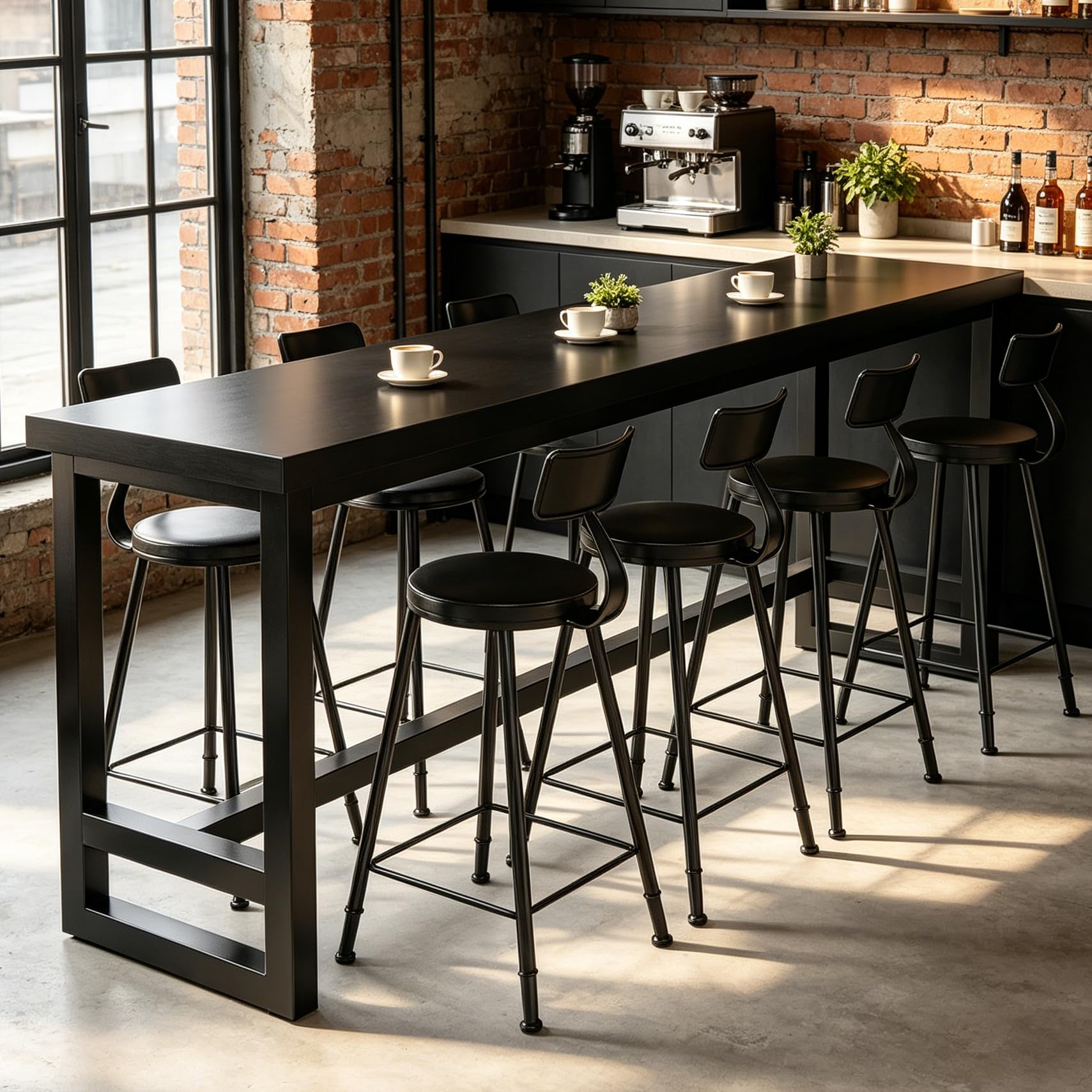 Photo 1 of RTYWAOVU 102in Black Industrial Long Bar Table