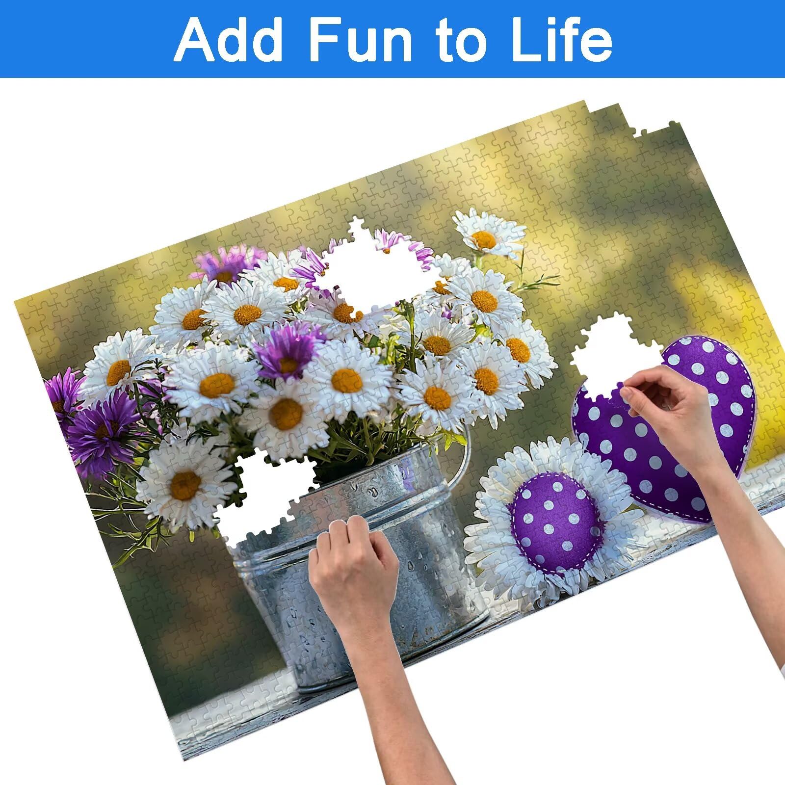 Puzzle 1500 Pièces Fleur, Puzzle 1500 Pièces Adultes/Enfants, Puzzles Bois avec Une Boîte d'emballage Exquise, Jeu Éducatif Puzzles Fleurs Sauvages, Decoration Maison, Cadeau Femme et Homme, -7581