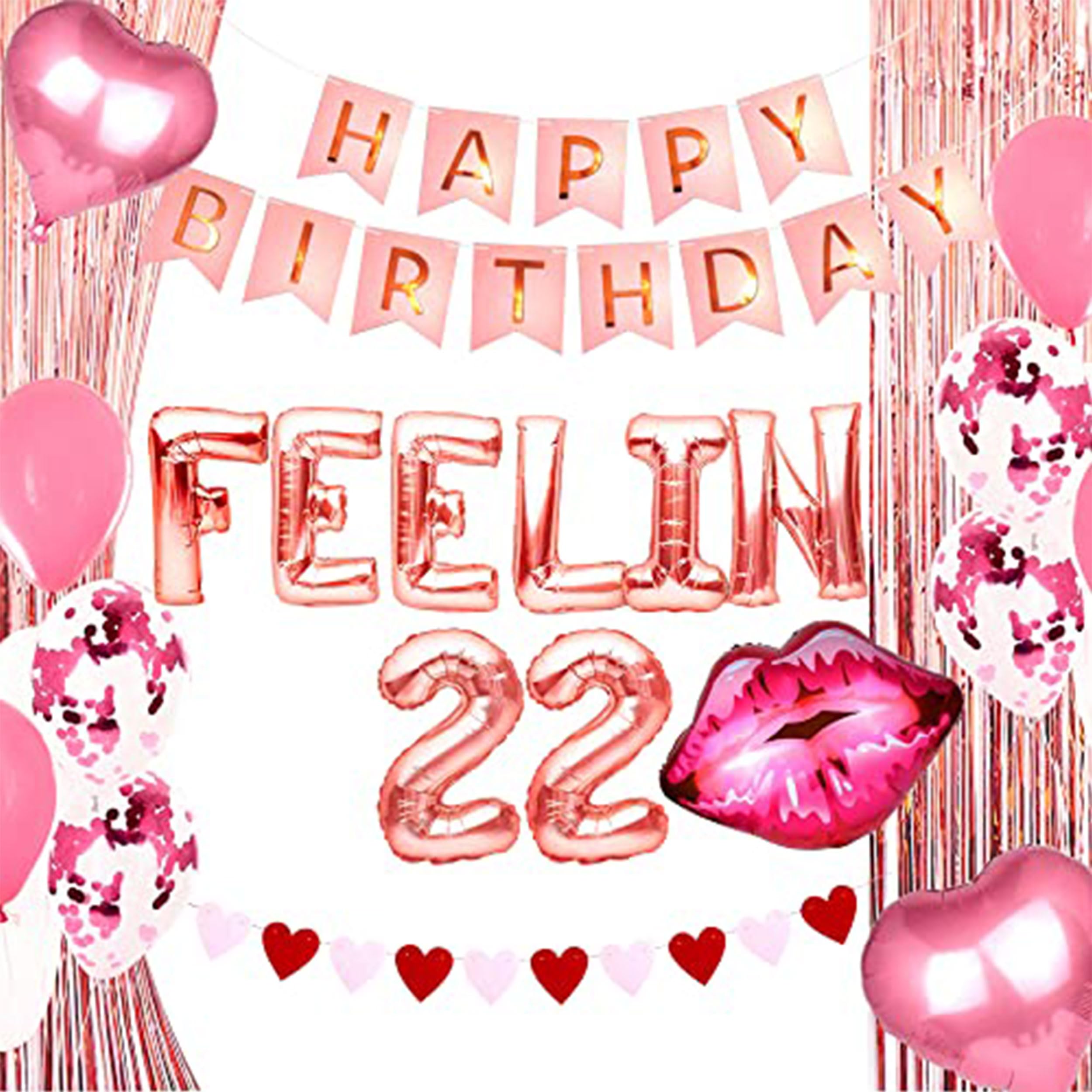 LaVenty 53 PCS Luxury Feelin 22 Birthday Decorations Feelin 22 Balloons Banner 22 Birthday Party Supplies Feeling 22 Decoration