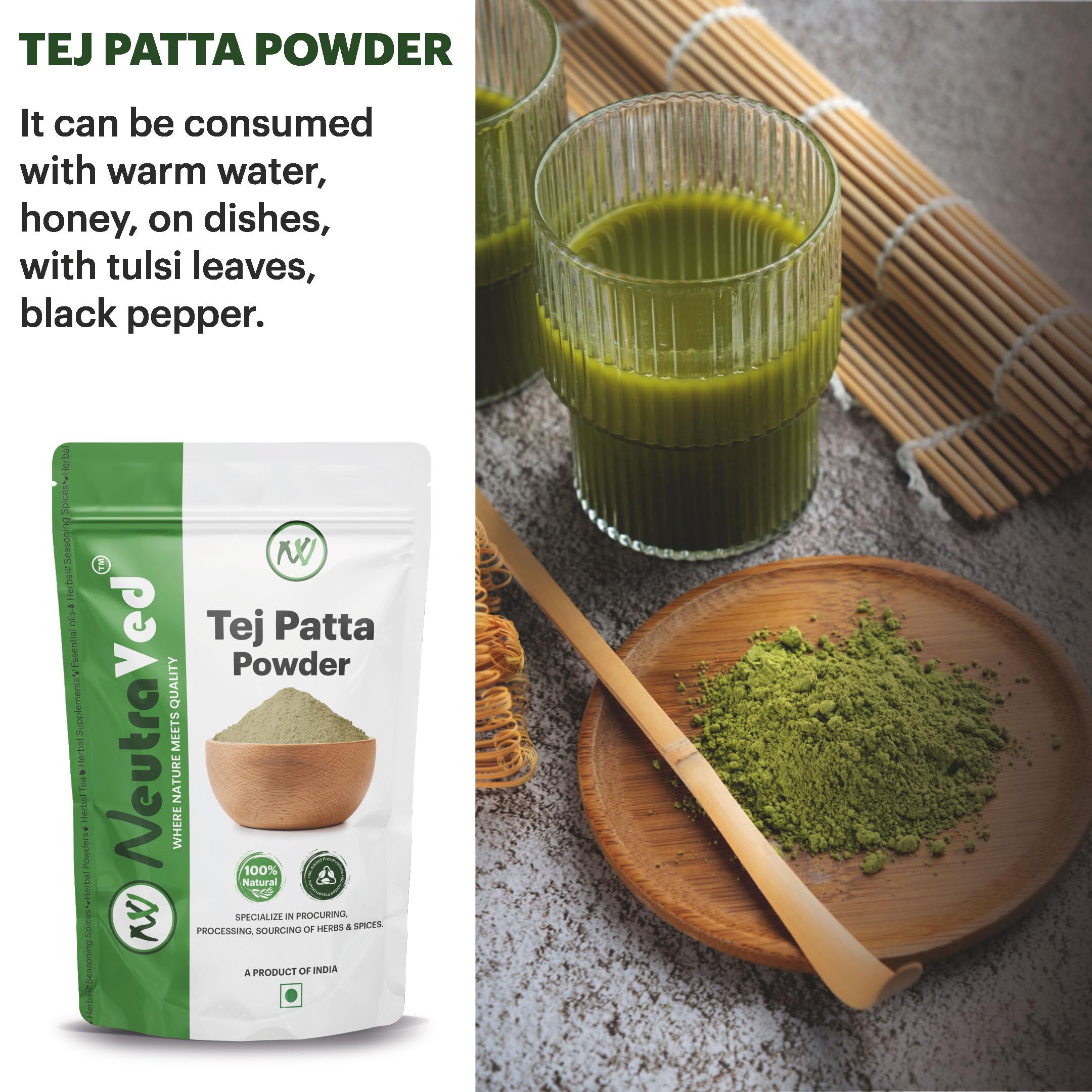 NeutraVed Tej patta Powder, 250 grams | Bay Leaf Powder | Cinnamomum Tamala - Image 6 thumbnail