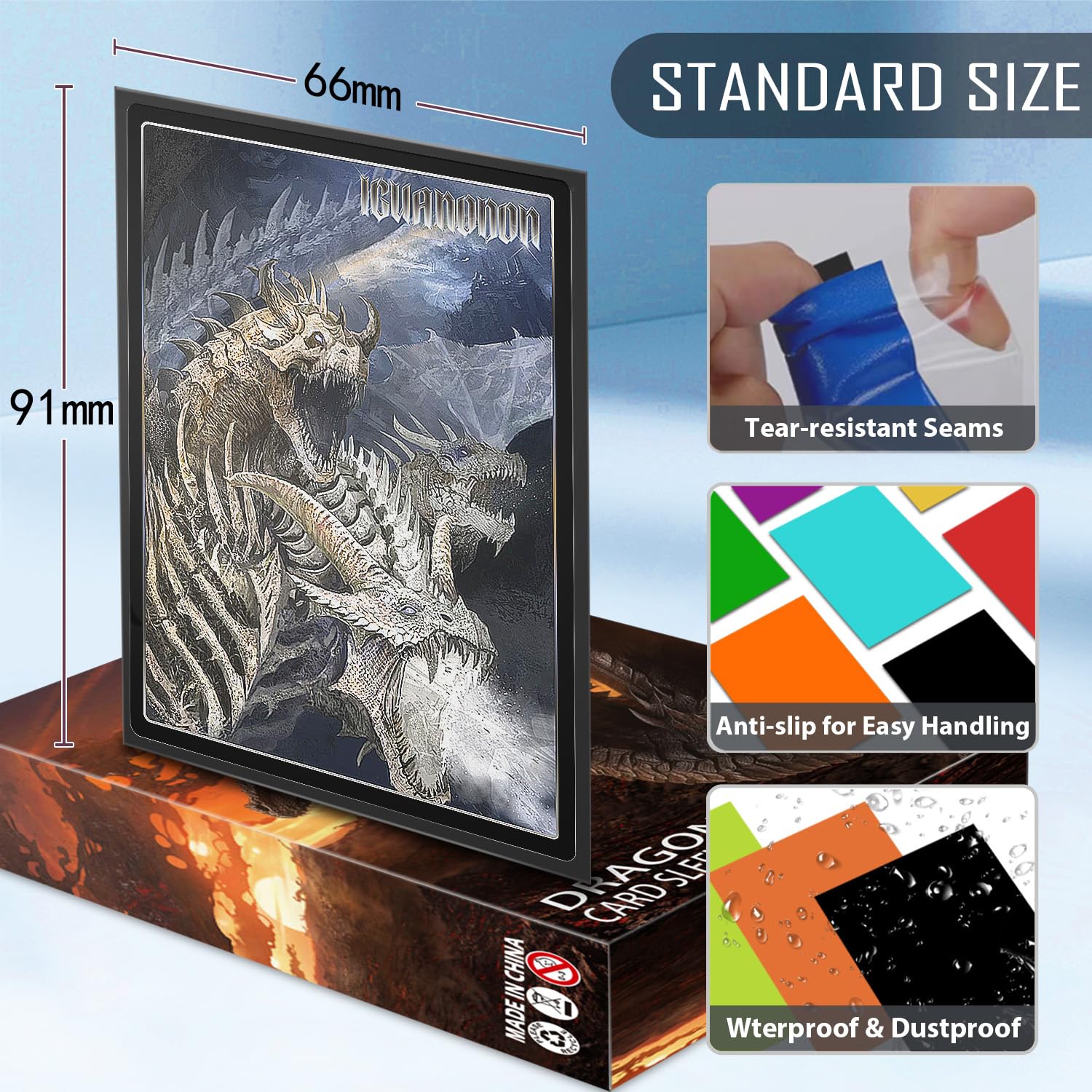 YMluky 100 PS Black Trading Cards Sleeve,Soft Plastic Sleeves for Cards Fit for Baseball, Yugioh, Magic, TCG, Sport, Prevent Card Bending, Scratching, Waterproof, Dustproof