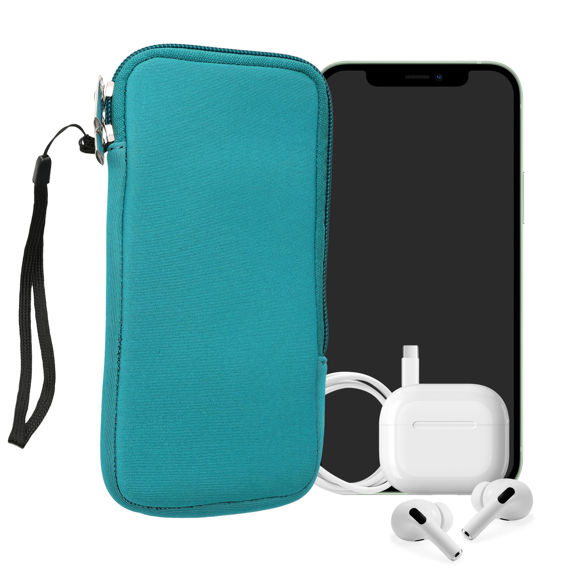 kwmobile Universal Phone Pouch Size XL - 6.7/6.8" - Neoprene Smartphone Pouch with Zip - Water-Repellent Mobile Phone Case - Sleeve in Turquoise