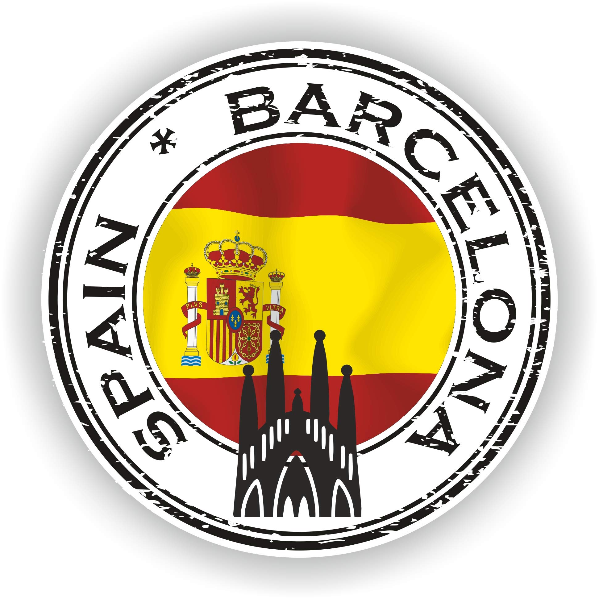 1 adesivo rotondo in vinile impermeabile Spagna Barcellona