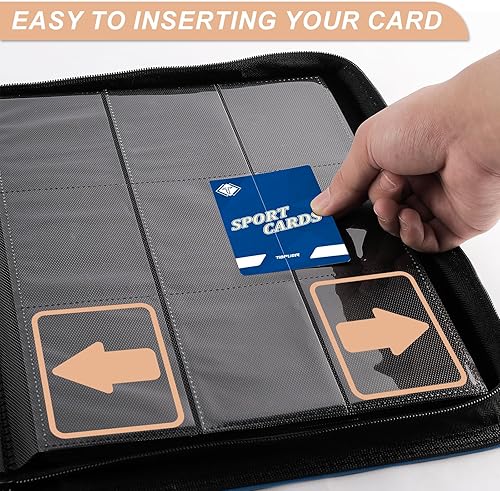 Miniatura 10 de Carpeta de tarjetas de 4 bolsillos para 160 fundas, carpeta de tarjetas Ablum para colección de tarjetas intercambiables para tarjetas deportivas,