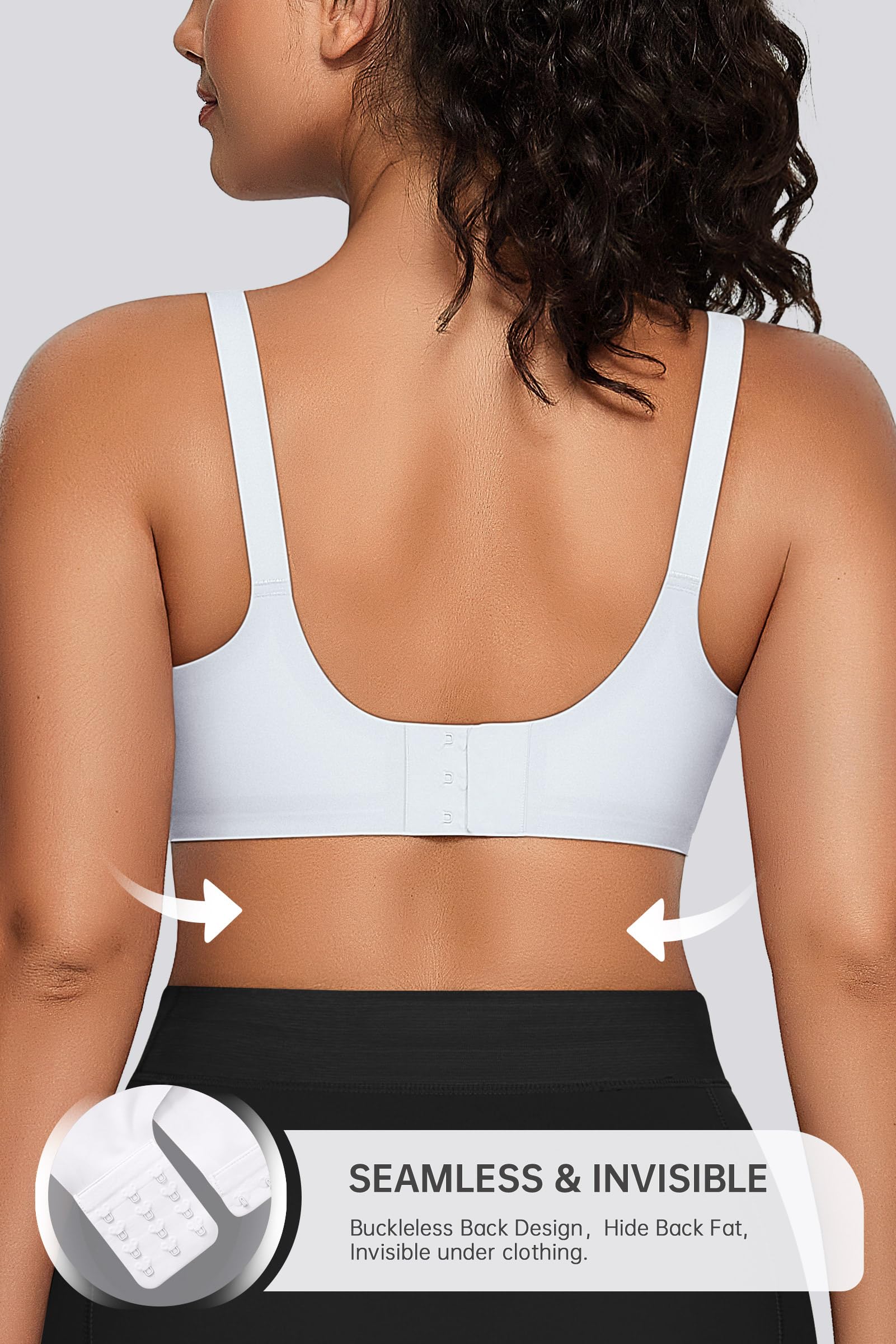 OEAK Brasier sin costuras para mujer, cómodo, sin aros, soporte completo, push up, talla grande, cuello en V, camiseta para dormir
