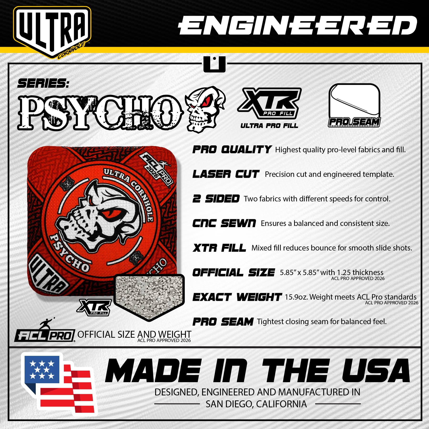 Amazon.com : Ultra Cornhole Bags Psycho Cornhole Bag Set - ACL