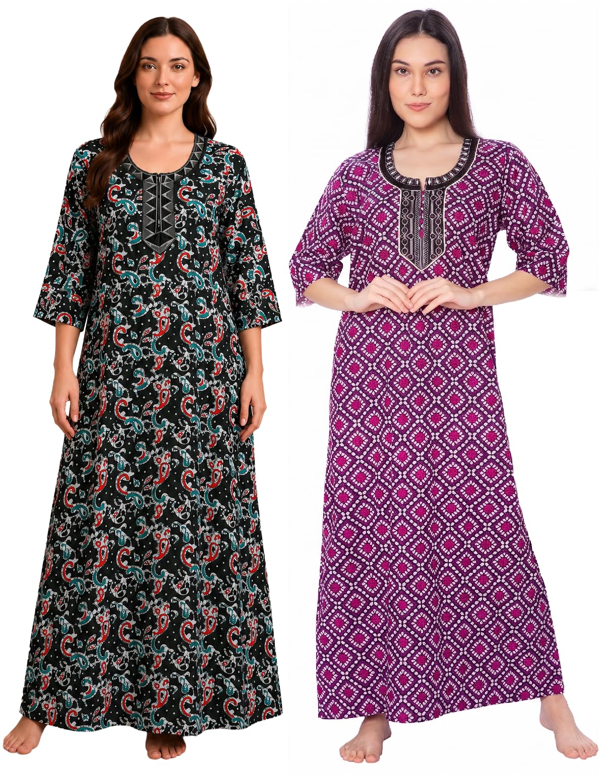 zenith textile impex Cotton Printed Maxi Dress | 100% Pure Cotton Long Gown for Women | Soft, Breathable & Skin-Friendly Fabric | Summer Ethnic Wear | Made in India-picture-13