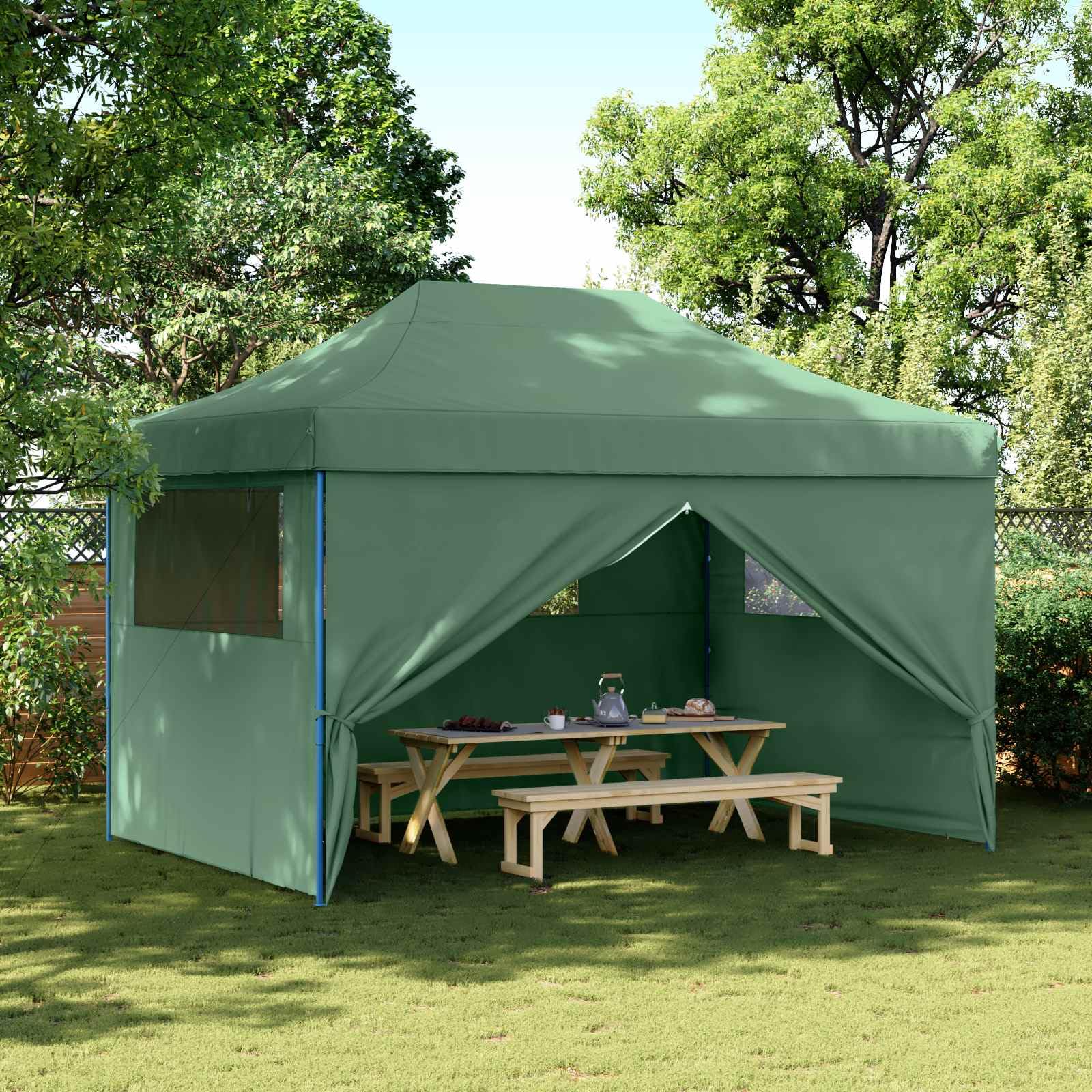 Zielony namiot imprezowy 279 x 410 x 315 cm tkanina Oxford