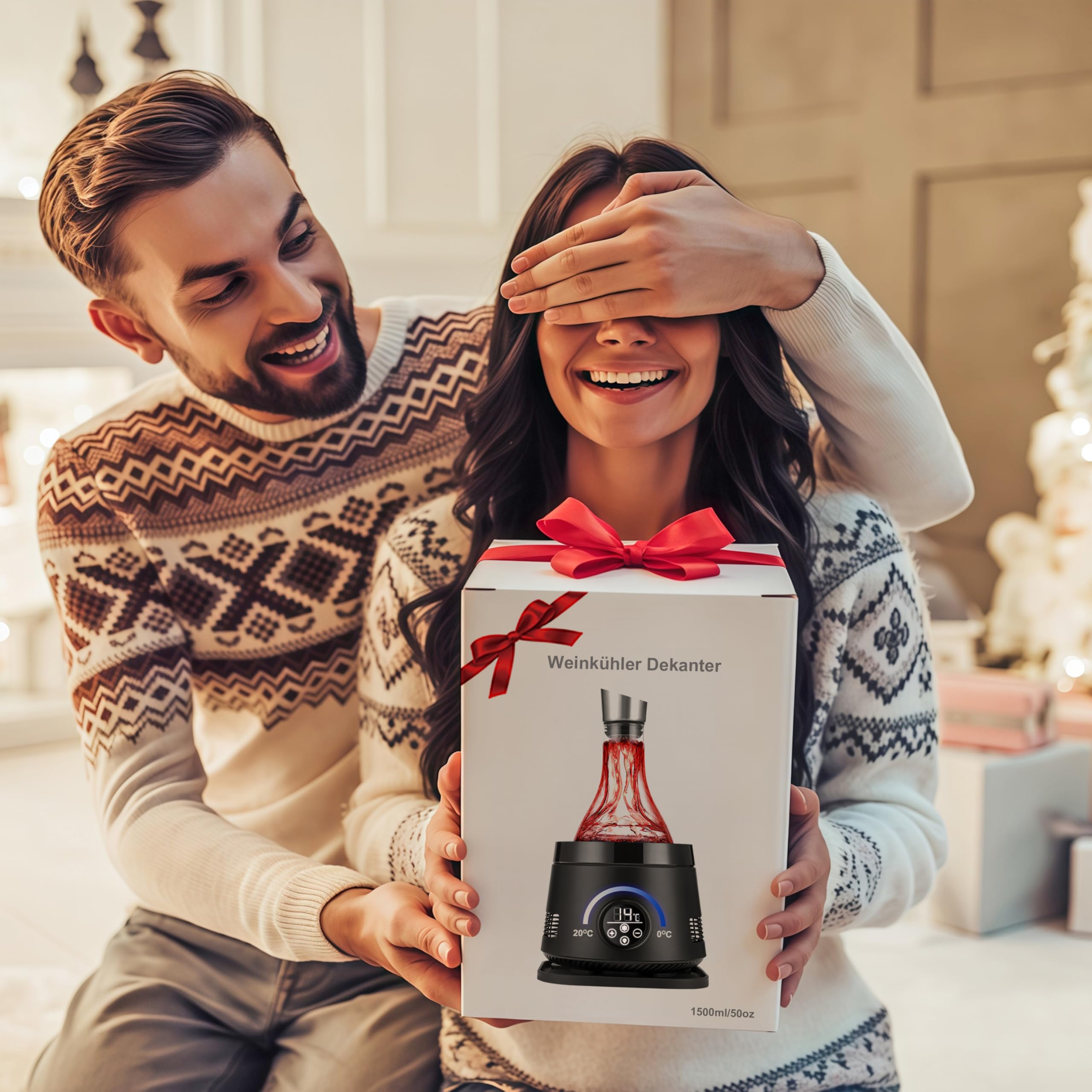 Cobalance Elektrischer Weinkühler & Dekanter mit Weinbelüfter, 1,5 l Glaskaraffe & Flaschenkühler, 24h Temperaturkontrolle für Rot- & Weißwein, 2-in-1, ideales Geschenkset für Weinliebhaber