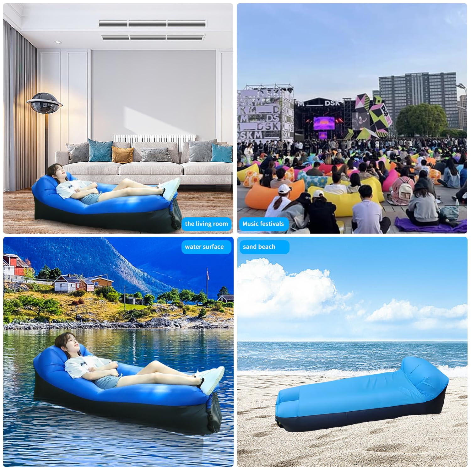 Nadmuchiwana sofa – sofa dmuchana na kemping i do aktywności na świeżym powietrzu – nadmuchiwana sofa do ogrodu – nadmuchiwana leżanka / kanapa dla komfortu na świeżym powietrzu – worek do