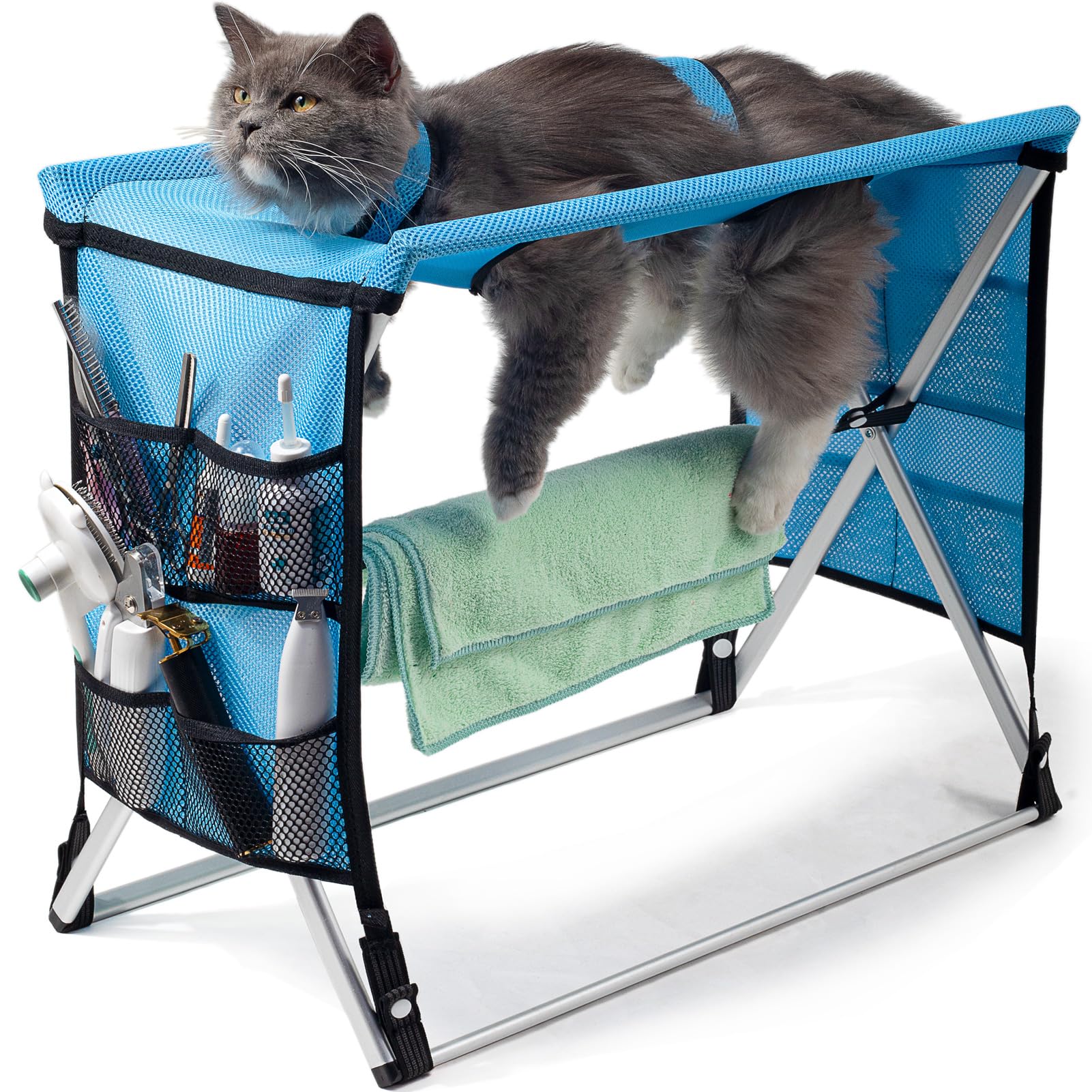 MIFNRO Cat Grooming Table - Foldable Bathing Hammock with 4 MIFNRO Cat Grooming Table - Foldable Bathing Hammock with 4