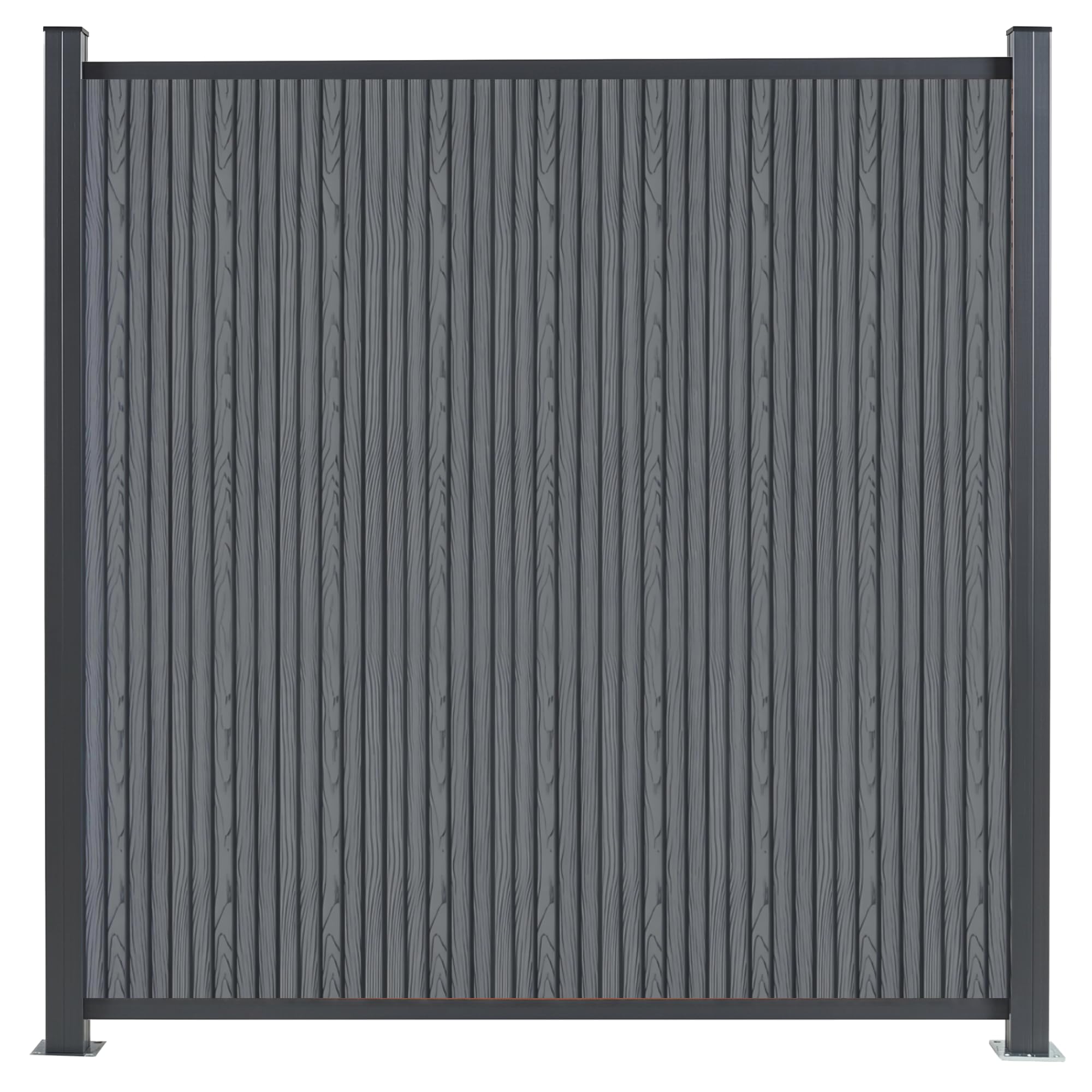 WPC Sichtschutzzaun Komplettset Anthrazit 180x185cm Alu-Pfosten