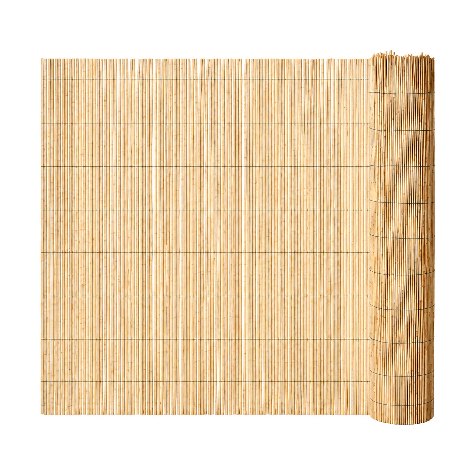 GreenWhim Natural Peeled Reed Fence Roll 500 x 100 cm, Bamboo Cane Privacy Screen for Garden Patio Balcony, Decorative Windbreak Fence Panel, Indoor Outdoor Roll-Up Privacy Divider
