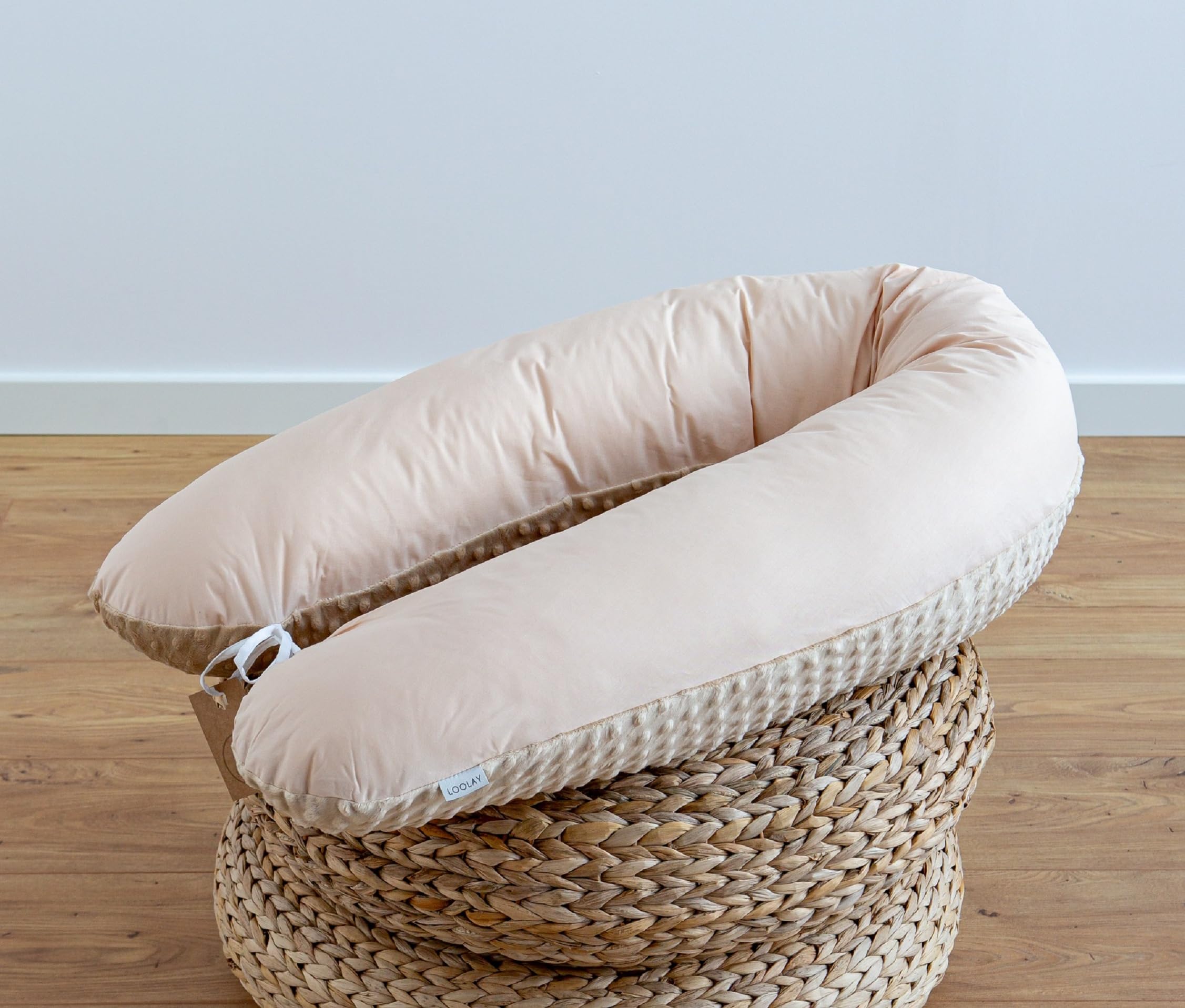 LOOLAY Coussin de Grossesse – Coussin d’Allaitement 170 cm 100% Coton – avec Housse en Minky Amovible – Coussine Ergonomique pour Dormir Pendant la Grossesse
