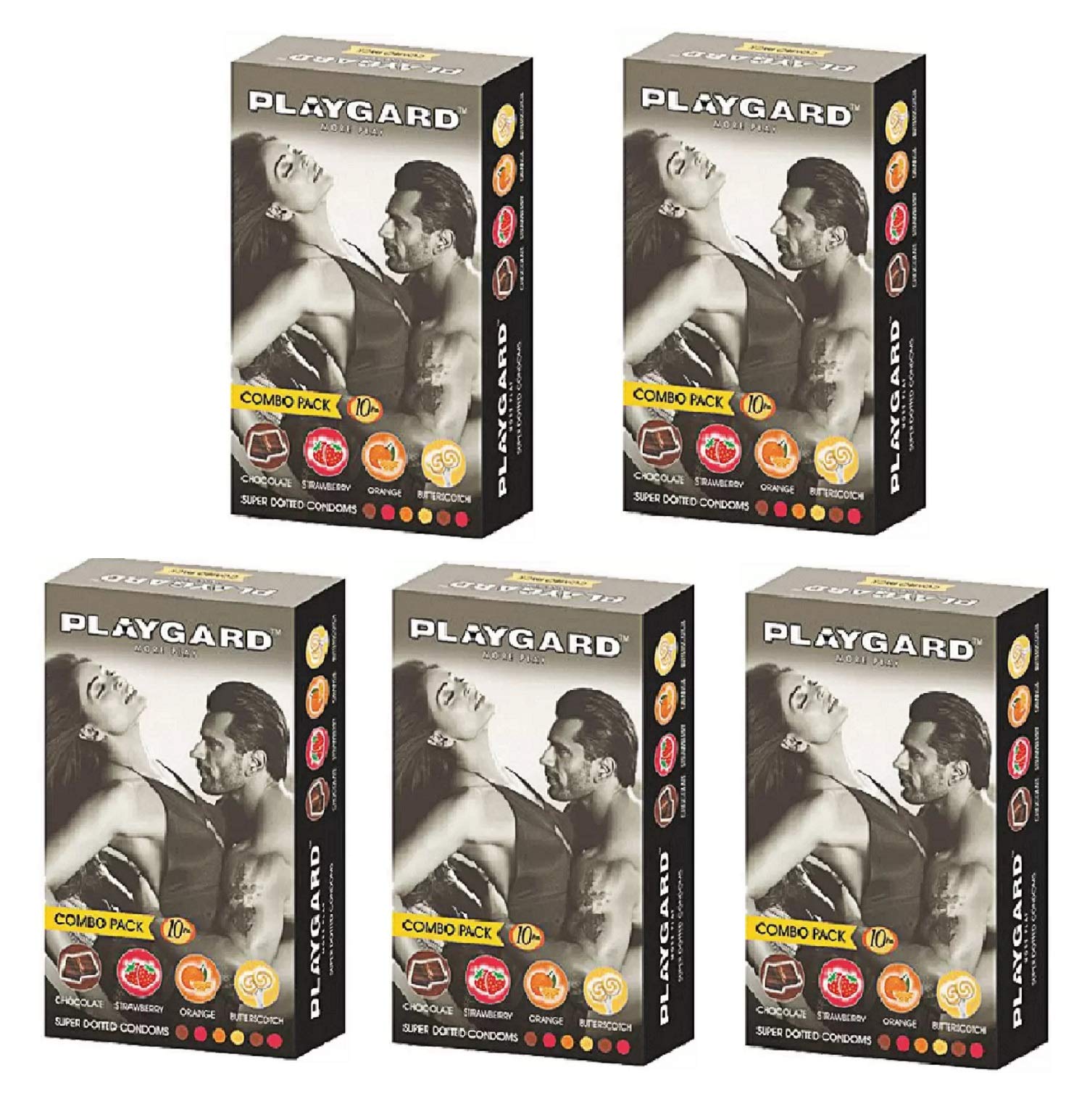 Super Dotted Condoms More Play Combo Pack (Chocolate, Strawberry, Orange and Butterscotch) -50 S