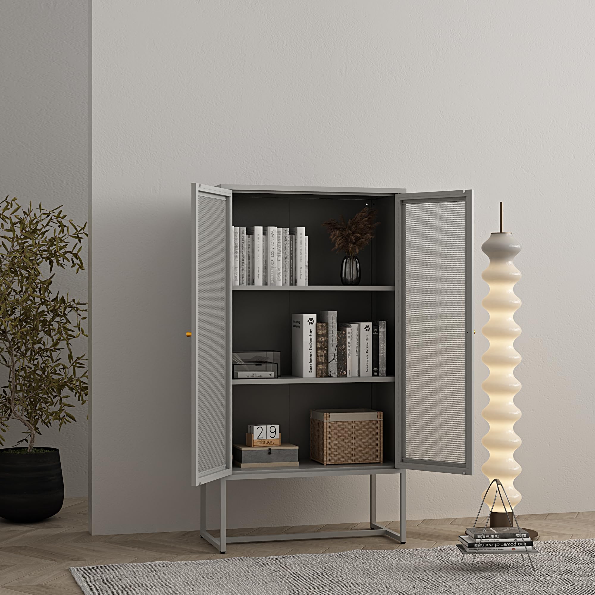 [en.casa] Aktenschrank Sund Metallschrank mit 2 Türen Büroschrank 150 x 80 x 40 cm Mehrzweckschrank Stahl Grau