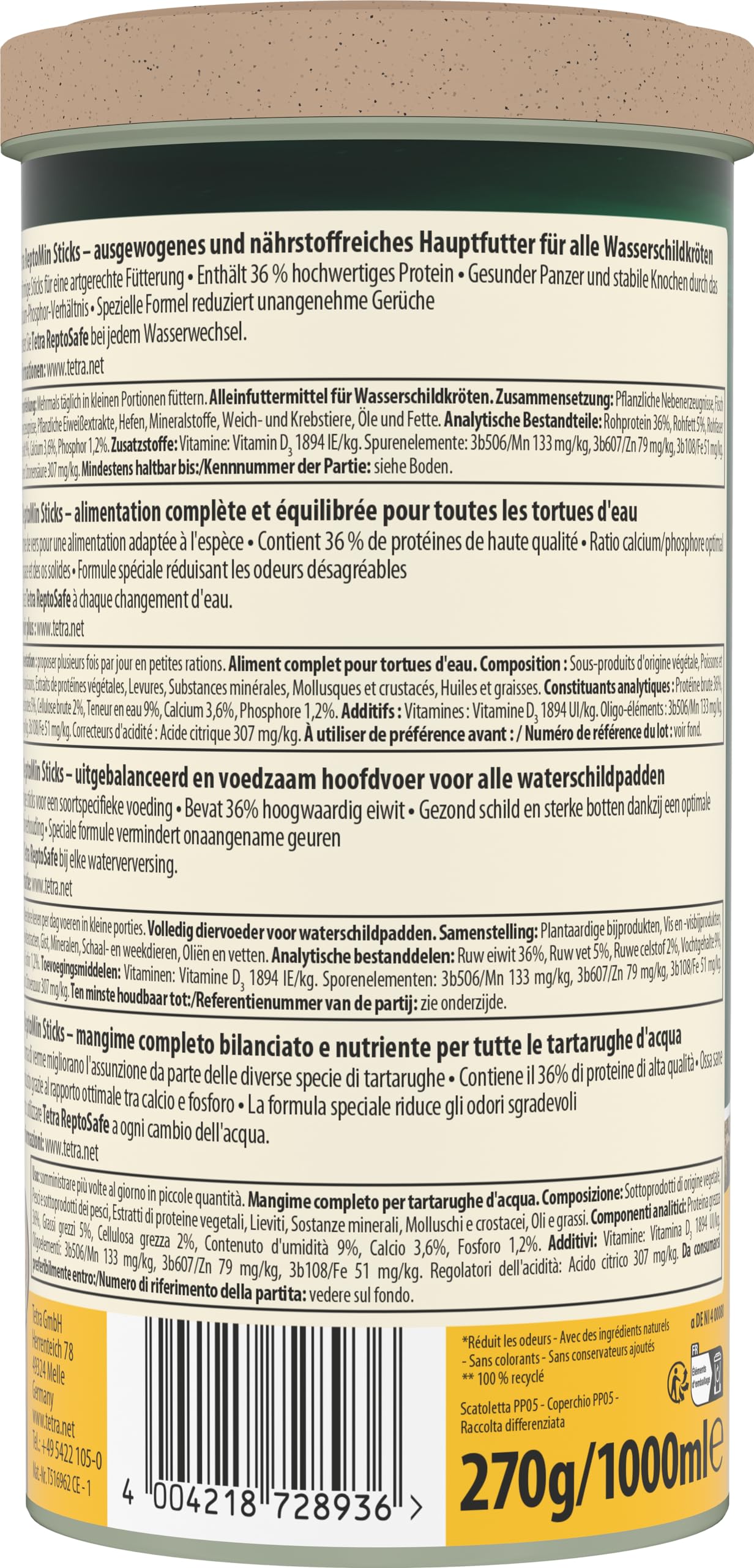 Tetra ReptoMin alimento para tortugas 1 l