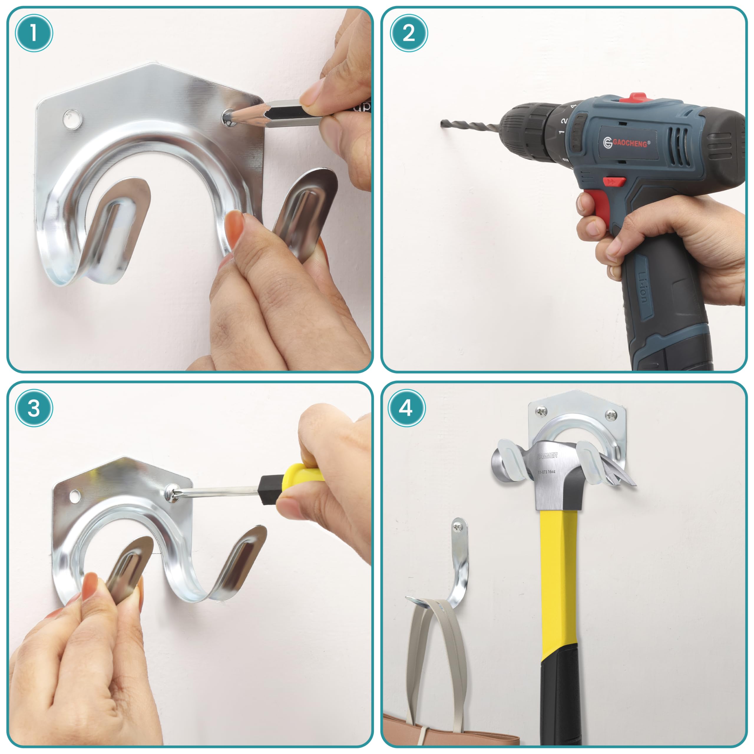 GZcaiyun 18-tlg Garten-Haken Set - Praktische Aufhänger Für Garage & Werkzeug