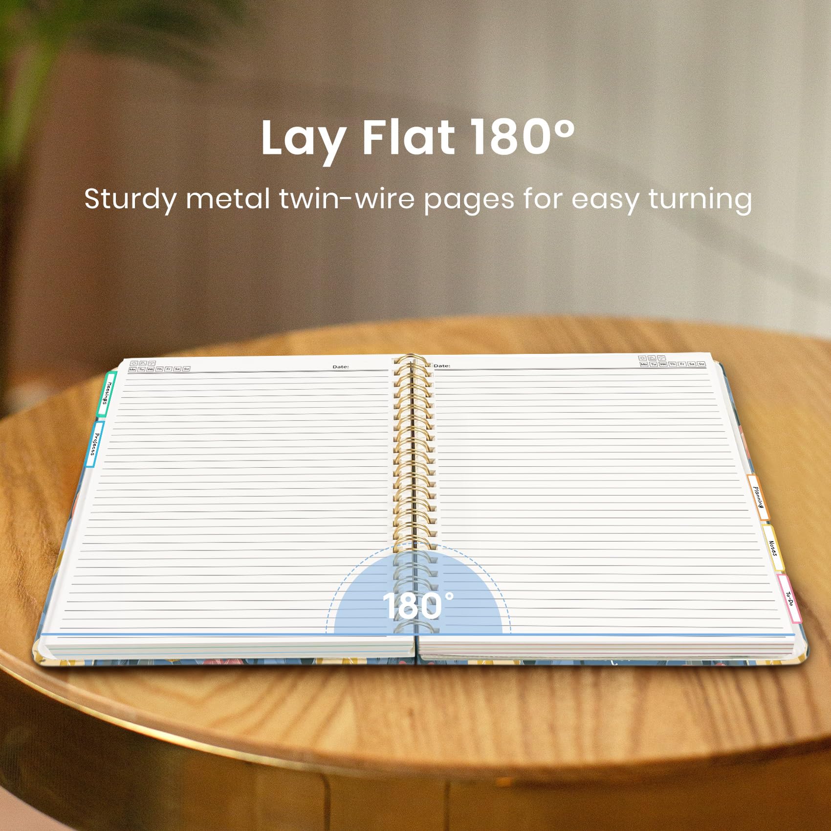 Grande quaderno a spirale per lavoro con divisori e linguette, 21,6 x 27,9 cm, copertina rigida, 5 soggetti, a righe, 280 pagine, tulipani morbidi