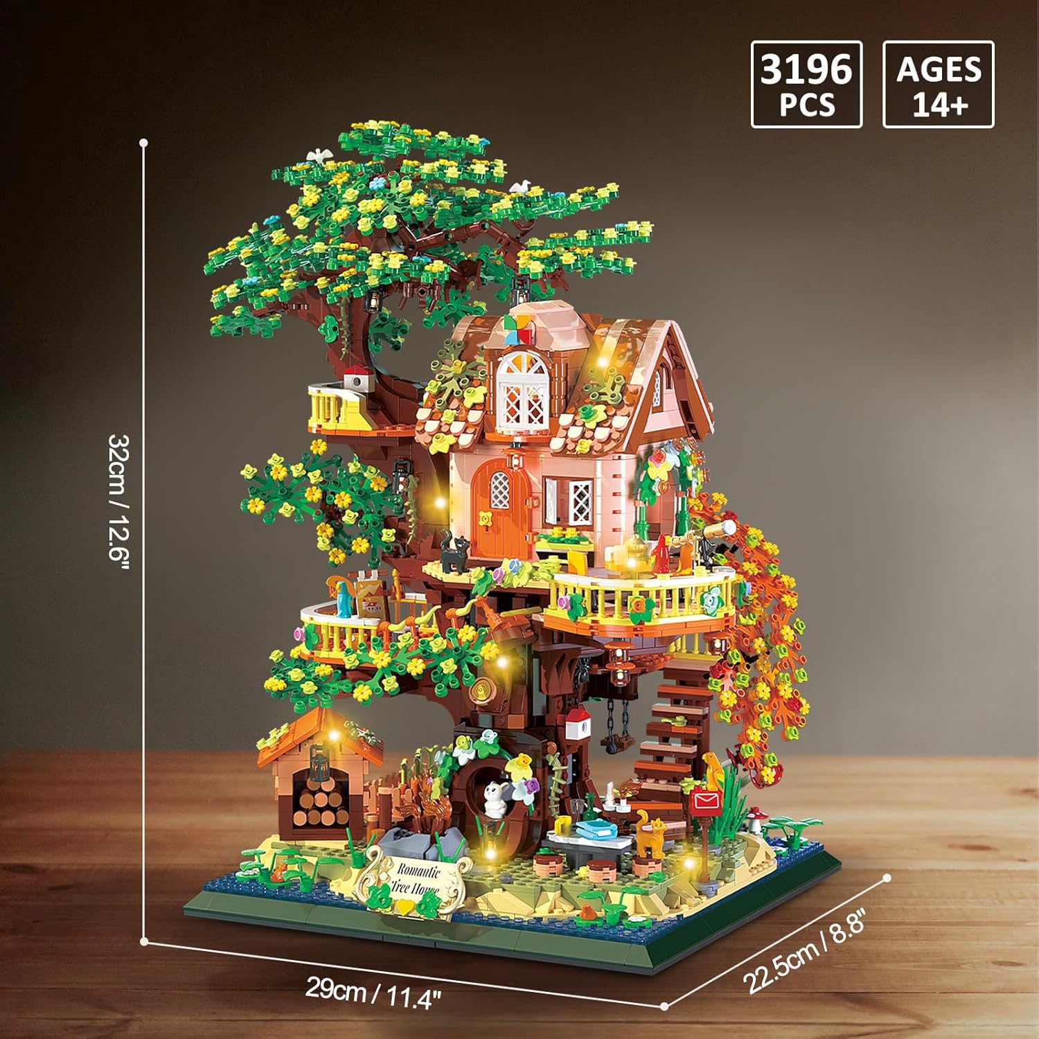 HIGH GODO Set di mattoncini da costruzione micro con LED, 3196 pezzi, per giardino, casa, albero, piante, fiori, animali, architettura, regalo creativo per adulti, donne e ragazzi