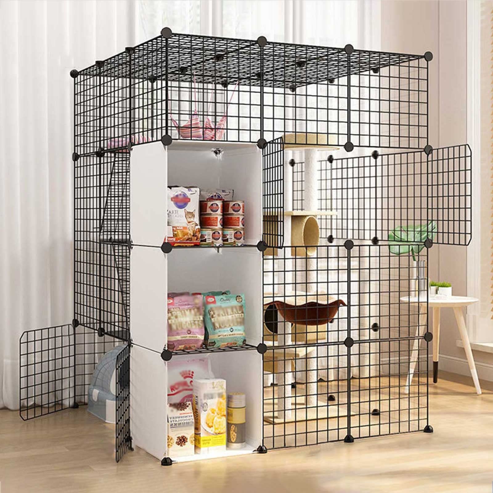 Gabbia per Gatti di Grandi Dimensioni - Recinto Staccabile in Filo Metallico per Uso Interno, Ideale per 1-4 Gatti, Ampio Spazio per l'esercizio