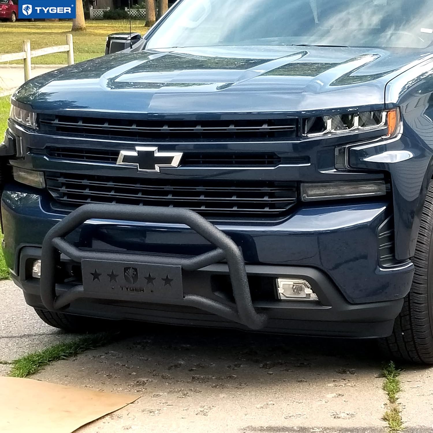 Tyger Auto TG-GD6C60508 Front Bumper Guard Compatible with 2019-2026 Chevy Silverado 1500; 2022 Silverado 1500 LTD (Not fit 2019-2021 LD) | Textured Black | Light Mount | Bull Bar