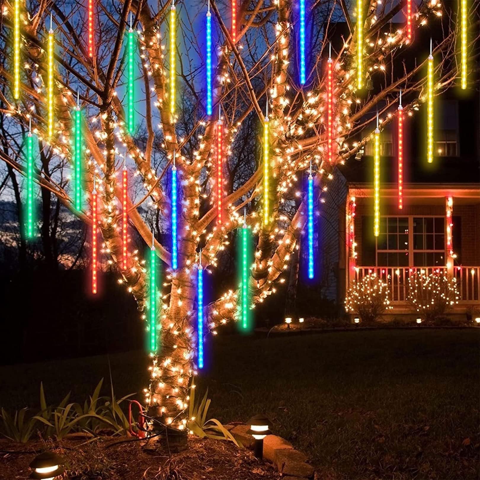 Light String,Lights String Indoor Light 80cm 10 Tubes 720 LED Tubes ative Snowfall Lights Raindrop for Holiday Tree, Multicolor